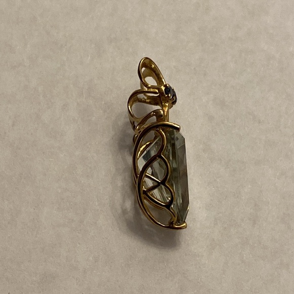 10k yellow gold, 5.43 Ct total weight Prasiolite slide pendant - Picture 9 of 16